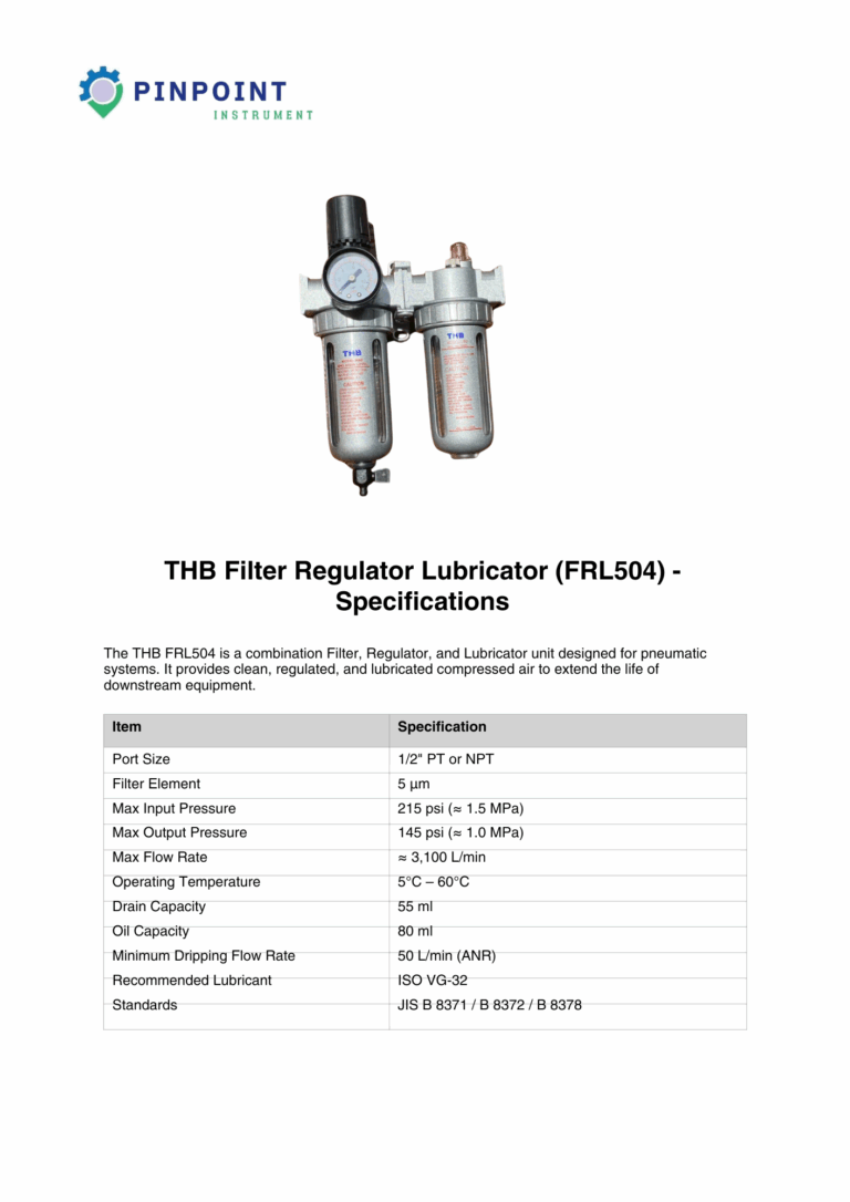 Air Filter Regulator THB | ฟิลเตอร์เรกูเลเตอร์คุณภาพสูง By PINPOINT