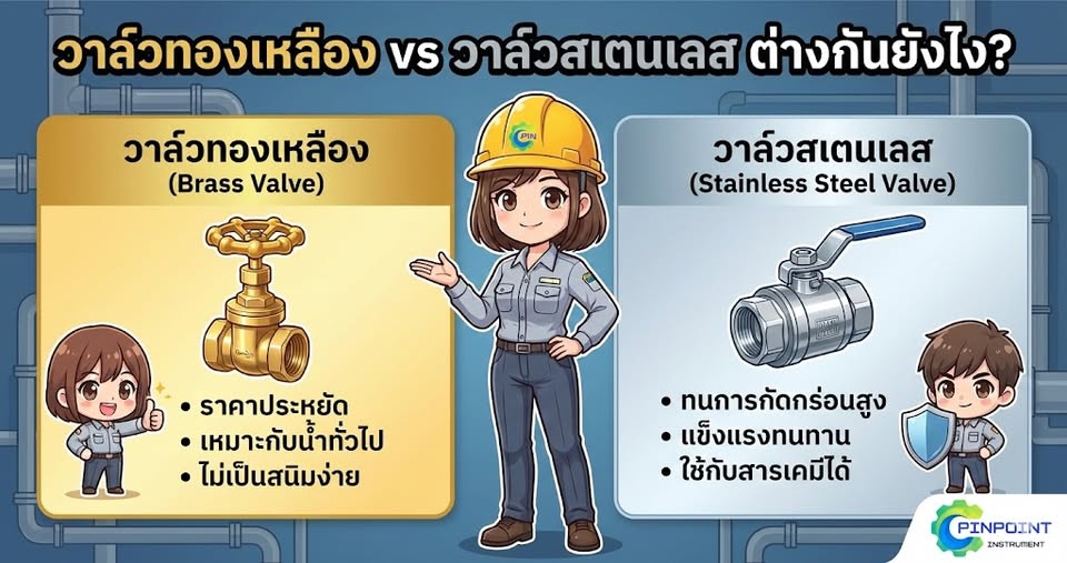 วาล์วทองเหลือง vs วาล์วสเตนเลส… ต่างกันยังไง เลือกแบบไหนดี?
