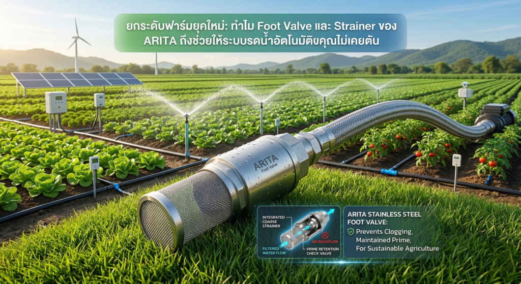ยกระดับฟาร์มยุคใหม่: ทำไม Foot Valve และ Strainer ของ ARITA ถึงช่วยให้ระบบรดน้ำอัตโนมัติของคุณไม่เคยตัน