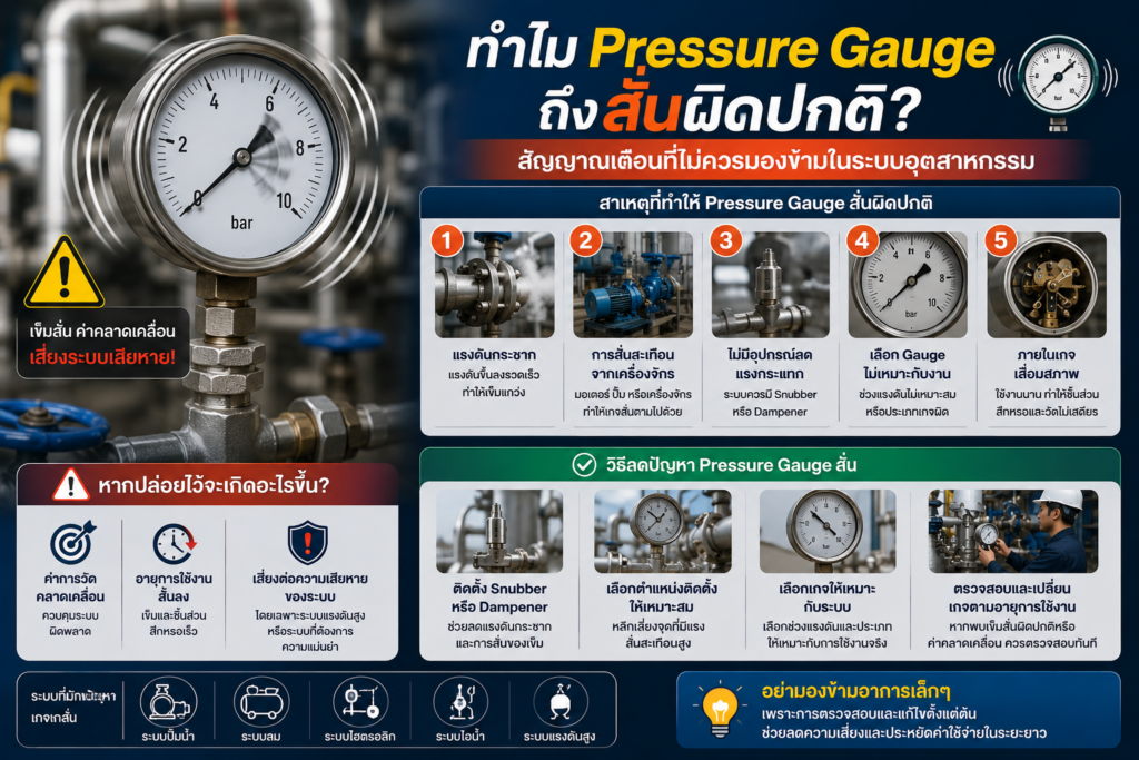 ทำไม Pressure Gauge ถึงสั่นผิดปกติ? สัญญาณเตือนที่ไม่ควรมองข้ามในระบบอุตสาหกรรม